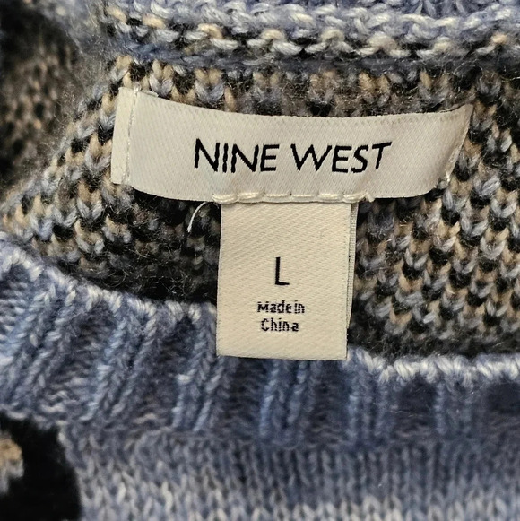 Nine West Oversized Cheetah Print Sweater Women L Purple Preppy Cozy Soft Knit - Picture 4 of 7